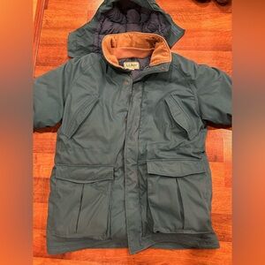 Vintage LL Bean Timberline Goose Down Parka Size Large Made In USA Green Hooded
